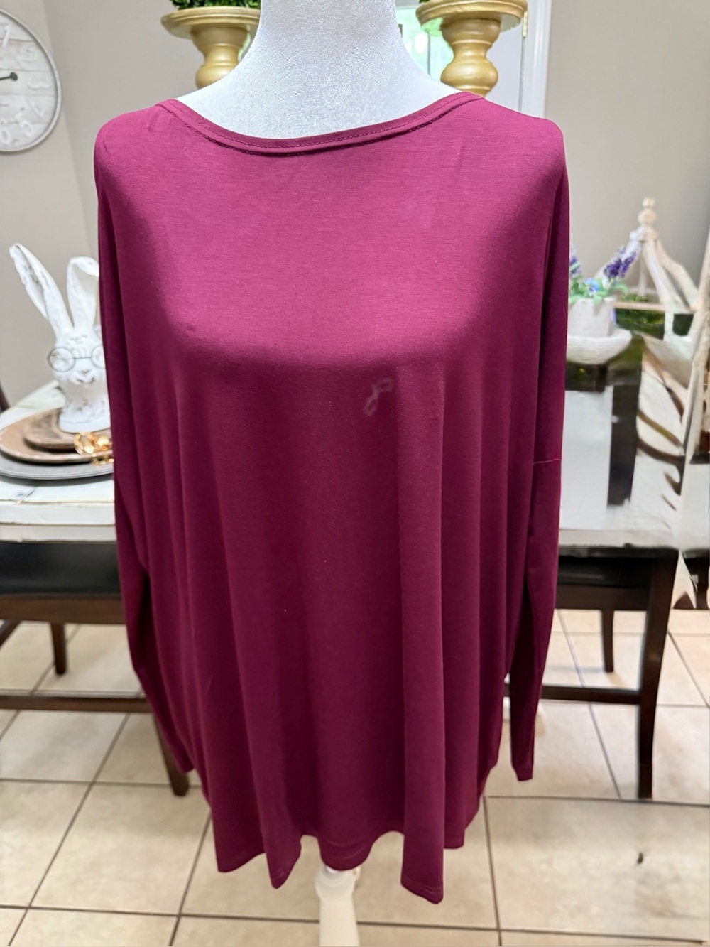 Piko 1988 Long Sleeve Boatneck Top - Wine - Picture 2 of 4